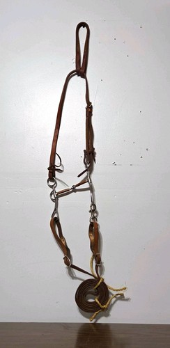 Brown leather western nrowband - leather,